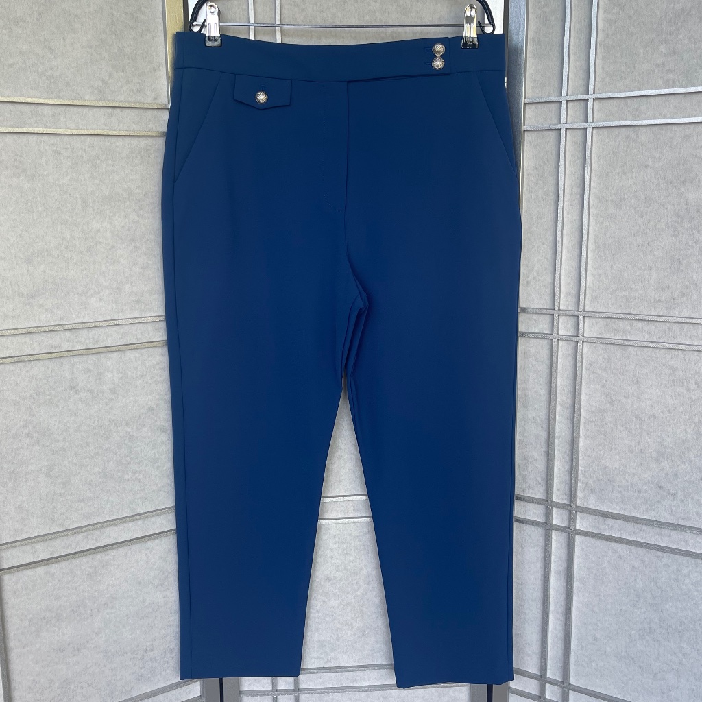 Nwt Veronica Beard Cerulean/Silver Renzo Pants Sz 14